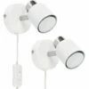 MINISUN 2 X White & Chrome Adjustable Ceiling / Wall Spotlights With Plug, Cable & Switch - No Bulbs 1 MINISUN 2 X White & Chrome Adjustable Ceiling / Wall Spotlights With Plug, Cable & Switch - No Bulbs -MINISUN Shop 8941081 1