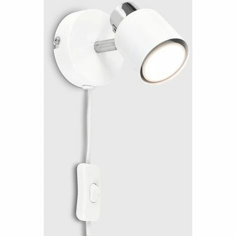 MINISUN 2 x White & Chrome Adjustable Ceiling / Wall Spotlights With Plug, Cable & Switch - No Bulbs MINISUN 2 X White & Chrome Adjustable Ceiling / Wall Spotlights With Plug, Cable & Switch - No Bulbs -MINISUN Shop 8941081 2