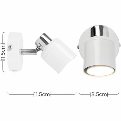 MINISUN 2 x White & Chrome Adjustable Ceiling / Wall Spotlights With Plug, Cable & Switch - No Bulbs MINISUN 2 X White & Chrome Adjustable Ceiling / Wall Spotlights With Plug, Cable & Switch - No Bulbs -MINISUN Shop 8941081 4