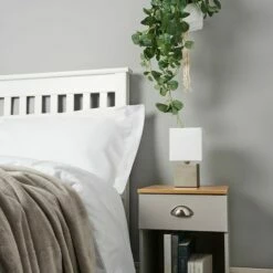 MiniSun - Modern Cube Touch Dimmer Bedside Table Lamp With A Cotton Light Shade & Dimmable LED Candle Bulb - Brushed Chrome & White -MINISUN Shop 8941111 3