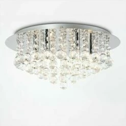 MINISUN Chrome & K9 Lead Crystal Jewel Droplet Flush Ceiling Light - No Bulbs -MINISUN Shop 8944558 2