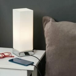 MINISUN Chrome & Frosted Glass Bedside Touch Dimmer Table Lamp + Usb Charging Port - No Bulbs 4 MINISUN Chrome & Frosted Glass Bedside Touch Dimmer Table Lamp + Usb Charging Port - No Bulbs -MINISUN Shop 8947724 3
