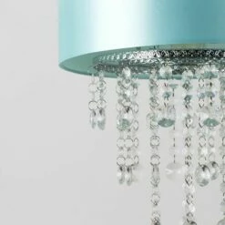 MINISUN Ceiling Pendant Light Shade With Acrylic Jewel Droplets - Duck Egg Blue - No Bulb -MINISUN Shop 8947739 3