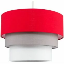 MINISUN Round 3 Tier Fabric Ceiling Pendant Lamp Light Shade - Red - No Bulb