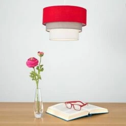 MINISUN Round 3 Tier Fabric Ceiling Pendant Lamp Light Shade - Red - No Bulb -MINISUN Shop 8947746 3