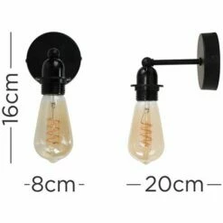 MINISUN Industrial Black Wall Light + 4W LED Helix Filament Light Bulb 2200K Warm White -MINISUN Shop 8984818 4