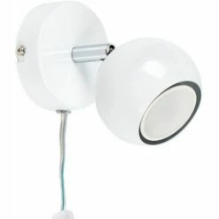 MINISUN Mini Retro Eyeball White Single Spotlight Pin Up Euro Plug