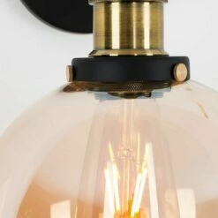 MINISUN Antique Brass & Black Metal Adjustable Wall Light Amber Shade - No Bulb 4 MINISUN Antique Brass & Black Metal Adjustable Wall Light Amber Shade - No Bulb -MINISUN Shop 9003702 3