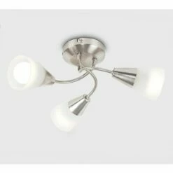 MINISUN 3 Way Semi Flush Ceiling Light Brushed Chrome + Glass Lounge Home -MINISUN Shop 9003975 2