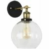 MINISUN Industrial Black & Gold Wall Light + An Amber Clear Glass Globe Shade - No Bulb -MINISUN Shop 9017659 1