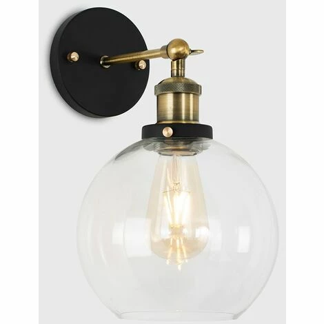 MINISUN Industrial Black & Gold Wall Light + An Amber Clear Glass Globe Shade - No Bulb MINISUN Industrial Black & Gold Wall Light + An Amber Clear Glass Globe Shade - No Bulb -MINISUN Shop 9017659 2