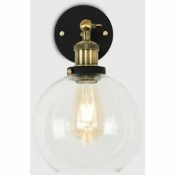 MINISUN Industrial Black & Gold Wall Light + An Amber Clear Glass Globe Shade - No Bulb 4 MINISUN Industrial Black & Gold Wall Light + An Amber Clear Glass Globe Shade - No Bulb -MINISUN Shop 9017659 3