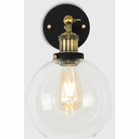 MINISUN Industrial Black & Gold Wall Light + An Amber Clear Glass Globe Shade - No Bulb MINISUN Industrial Black & Gold Wall Light + An Amber Clear Glass Globe Shade - No Bulb -MINISUN Shop 9017659 3