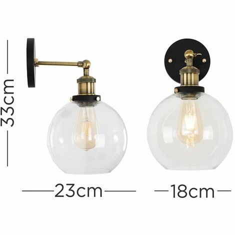 MINISUN Industrial Black & Gold Wall Light + An Amber Clear Glass Globe Shade - No Bulb MINISUN Industrial Black & Gold Wall Light + An Amber Clear Glass Globe Shade - No Bulb -MINISUN Shop 9017659 4