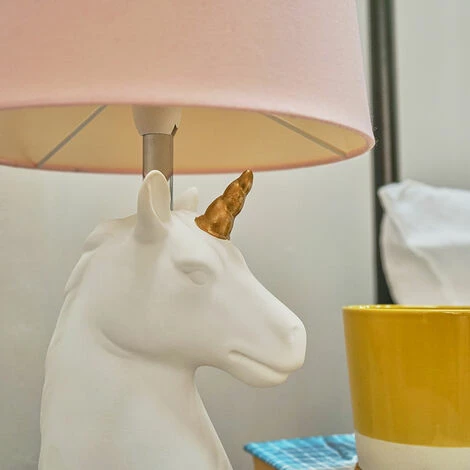 MINISUN White & Gold Ceramic Unicorn Table Lamp + Dusty Pink Light Shade - No Bulb MINISUN White & Gold Ceramic Unicorn Table Lamp + Dusty Pink Light Shade - No Bulb -MINISUN Shop 9157001 3