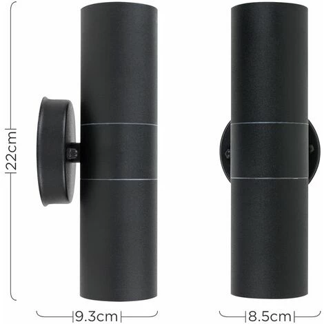 MINISUN IP44 Rated Outdoor Up & Down Security Wall Light + 5W Warm White LED GU10 Bulbs - Black MINISUN IP44 Rated Outdoor Up & Down Security Wall Light + 5W Warm White LED GU10 Bulbs - Black -MINISUN Shop 9182020 4