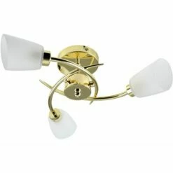 MINISUN 3 Way Spiral Ceiling Light With Frosted Glass Shades - Gold - No Bulb