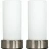MINISUN 2 X Chrome Bedside Table Lamps + White Glass Shade 1 MINISUN 2 X Chrome Bedside Table Lamps + White Glass Shade -MINISUN Shop 9185615 1