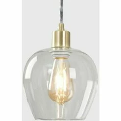 MINISUN Satin Gold Ceiling Lampholder Pendant Light + Clear Glass Bell Shade 4 MINISUN Satin Gold Ceiling Lampholder Pendant Light + Clear Glass Bell Shade -MINISUN Shop 9349909 3