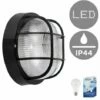 MINISUN IP44 Rated Outdoor Garden Security Round Bulkhead Wall Light + 10W LED GLS Bulb - Black -MINISUN Shop 9349940 1