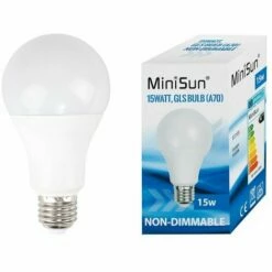 MiniSun 15W ES E27 LED GLS Light Bulbs - 6500K - Single