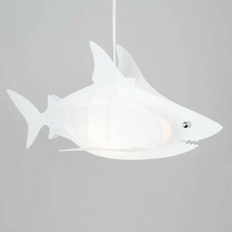 MINISUN Childrens Shark Ceiling Pendant Light Shade 3D White Bedroom Lighting - Add BC B22 LED Bulb MINISUN Childrens Shark Ceiling Pendant Light Shade 3D White Bedroom Lighting - Add BC B22 LED Bulb -MINISUN Shop 9361830 2