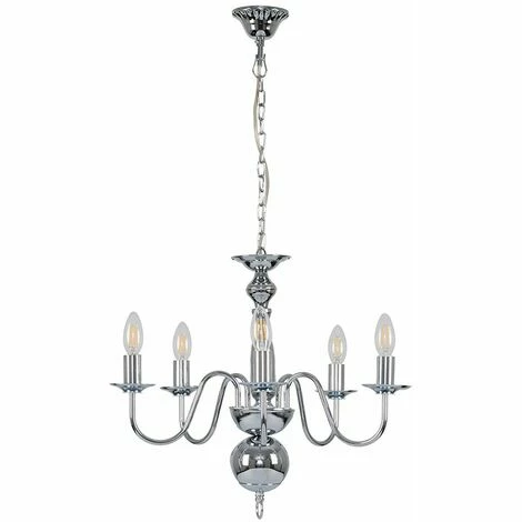 MiniSun - Traditional 5 Way Flemish Ceiling Light Chandelier + 4W LED Filament Candle Bulbs - Chrome MiniSun - Traditional 5 Way Flemish Ceiling Light Chandelier + 4W LED Filament Candle Bulbs - Chrome -MINISUN Shop 9364532 1