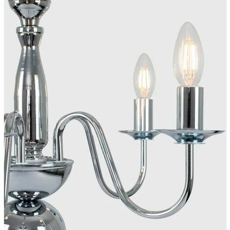 MiniSun - Traditional 5 Way Flemish Ceiling Light Chandelier + 4W LED Filament Candle Bulbs - Chrome MiniSun - Traditional 5 Way Flemish Ceiling Light Chandelier + 4W LED Filament Candle Bulbs - Chrome -MINISUN Shop 9364532 3