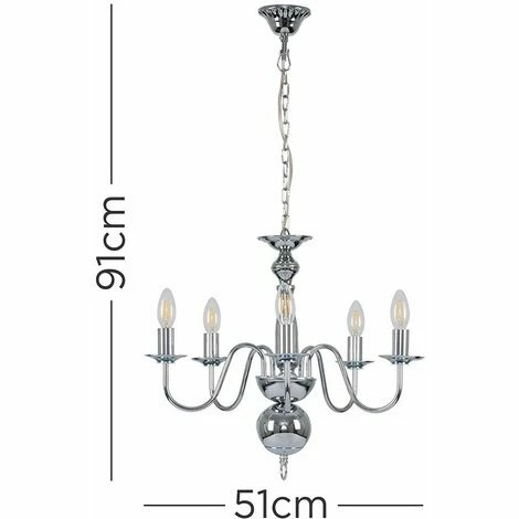 MiniSun - Traditional 5 Way Flemish Ceiling Light Chandelier + 4W LED Filament Candle Bulbs - Chrome MiniSun - Traditional 5 Way Flemish Ceiling Light Chandelier + 4W LED Filament Candle Bulbs - Chrome -MINISUN Shop 9364532 4