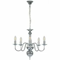 MINISUN Traditional 5 Way Flemish Ceiling Light Chandelier + 2W LED Filament Candle Bulbs - Chrome