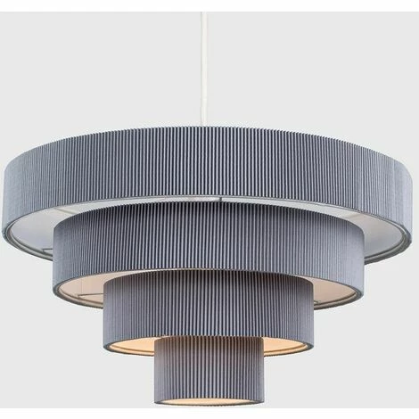 MINISUN Ceiling Pendant Light Shades Lounge Easy Fit4 Tiered Silver Grey - No bulb MINISUN Ceiling Pendant Light Shades Lounge Easy Fit4 Tiered Silver Grey - No Bulb -MINISUN Shop 9379522 2