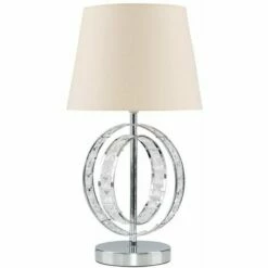MINISUN Rothwell Acrylic Jewel Double Hoop Table Lamp - Beige - Including LED Bulb