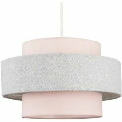 MINISUN Weaver Tiered Ceiling Pendant Light Shade - Pink & Grey - No Bulb