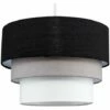 MINISUN Round 3 Tier Black, Grey & White Fabric Ceiling Pendant Lamp Light Shade 15W LED Gls Bulb - Warm White -MINISUN Shop 9385718 1
