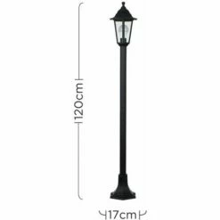 MINISUN 1.2M Black IP44 Outdoor Lamp Post Bollard Light 15W LED GLS Bulb - Cool White LED Bulb -MINISUN Shop 9385784 4