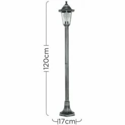 MINISUN 1.2M Black & Silver Outdoor Lamp Post Bollard & Top Light IP44 Rated 15W LED GLS Bulb - Cool White LED Bulb -MINISUN Shop 9388137 4