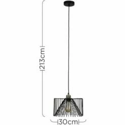 MINISUN Antique Brass Ceiling Lampholder + Black Wire Shade - No Bulb -MINISUN Shop 9388146 4