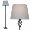 MINISUN Barley Twist Floor Lamp In Black With Tapered Shade - Grey -MINISUN Shop 9388147 1