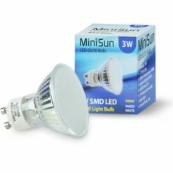 MiniSun 3W LED GU10 Spotlight Light Bulbs - 3000K - Single