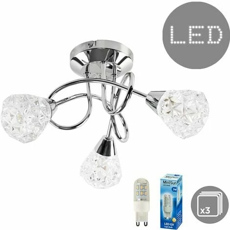 MINISUN Chrome Ceiling Lights K5 Crystal Lamp Shades + LED Bulbs MINISUN Chrome Ceiling Lights K5 Crystal Lamp Shades + LED Bulbs -MINISUN Shop 9474182 1