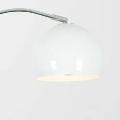 MINISUN Curved Floor Lamp In Chrome With Arco Shade - White - No Bulb -MINISUN Shop 9503775 3