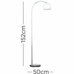 MINISUN Curved Floor Lamp In Chrome With Arco Shade - White - No Bulb -MINISUN Shop 9503775 4