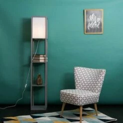 MINISUN Floor Lamp Modern Struttura Light With Display Shelves - Grey -MINISUN Shop 9503863 3