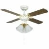 MINISUN White & Brass 36" Ceiling Fan + 3 Lights & Oak / White Reversible Blades + Remote Control -MINISUN Shop 9503895 1