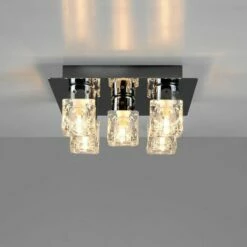 MINISUN Ice Cube 5 Way Flush Ceiling Spotlight + 3W G9 LED Light Bulbs - Black Chrome -MINISUN Shop 9503903 2