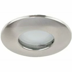 MINISUN 4 X Recessed Bathroom Ceiling Downlight Spotlights - Brushed Chrome - Cool White Bulbs