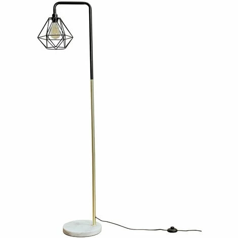 MINISUN Industrial Black & Gold Floor Lamp Metal Geometric Lampshade Solid Marble Base - Black MINISUN Industrial Black & Gold Floor Lamp Metal Geometric Lampshade Solid Marble Base - Black -MINISUN Shop 9574871 1