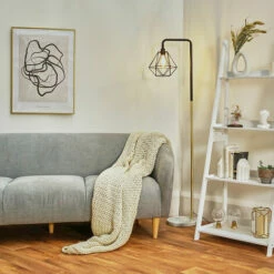 MINISUN Industrial Black & Gold Floor Lamp Metal Geometric Lampshade Solid Marble Base - Black 3 MINISUN Industrial Black & Gold Floor Lamp Metal Geometric Lampshade Solid Marble Base - Black -MINISUN Shop 9574871 2