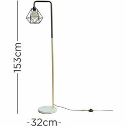MINISUN Industrial Black & Gold Floor Lamp Metal Geometric Lampshade Solid Marble Base - Black 5 MINISUN Industrial Black & Gold Floor Lamp Metal Geometric Lampshade Solid Marble Base - Black -MINISUN Shop 9574871 4