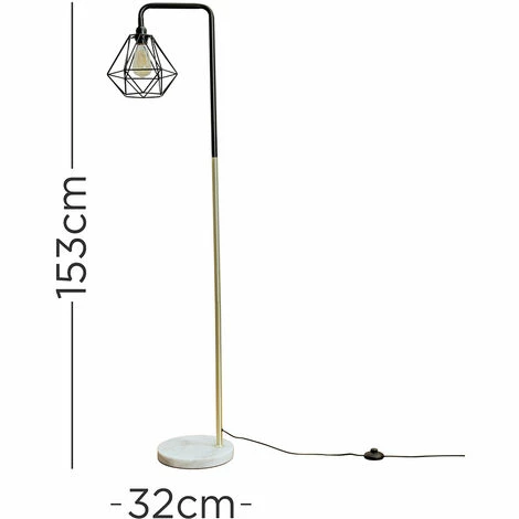 MINISUN Industrial Black & Gold Floor Lamp Metal Geometric Lampshade Solid Marble Base - Black MINISUN Industrial Black & Gold Floor Lamp Metal Geometric Lampshade Solid Marble Base - Black -MINISUN Shop 9574871 4